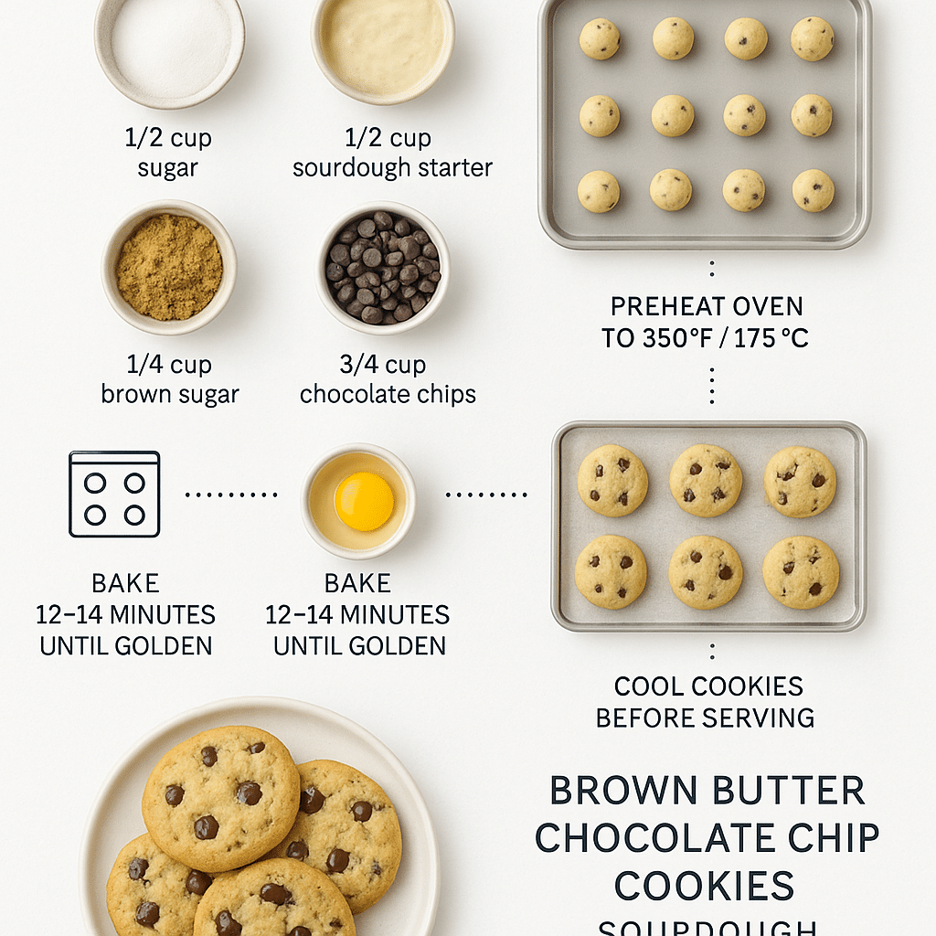 Brown Butter Chocolate Chip Cookies Sourdough: Chewy, Tangy, Perfect 6 Ingredients for brown butter chocolate chip cookies sourdough on wooden table