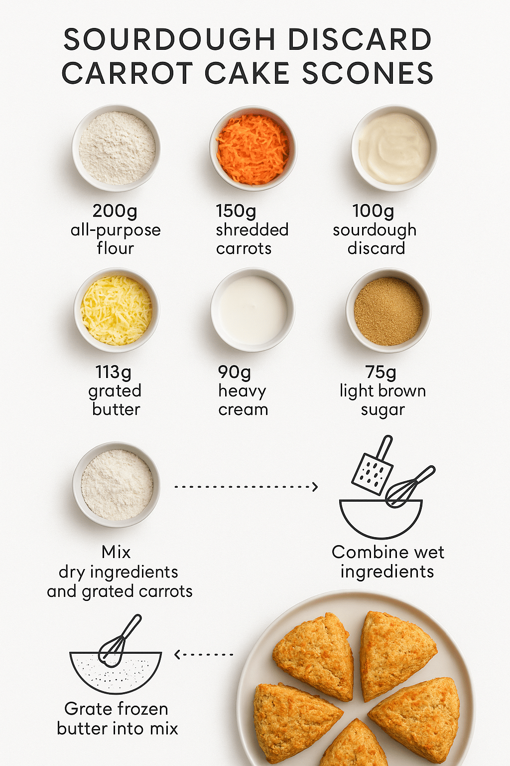 carrot-cake-scones-ingredients ingredients for sourdough discard carrot cake scones