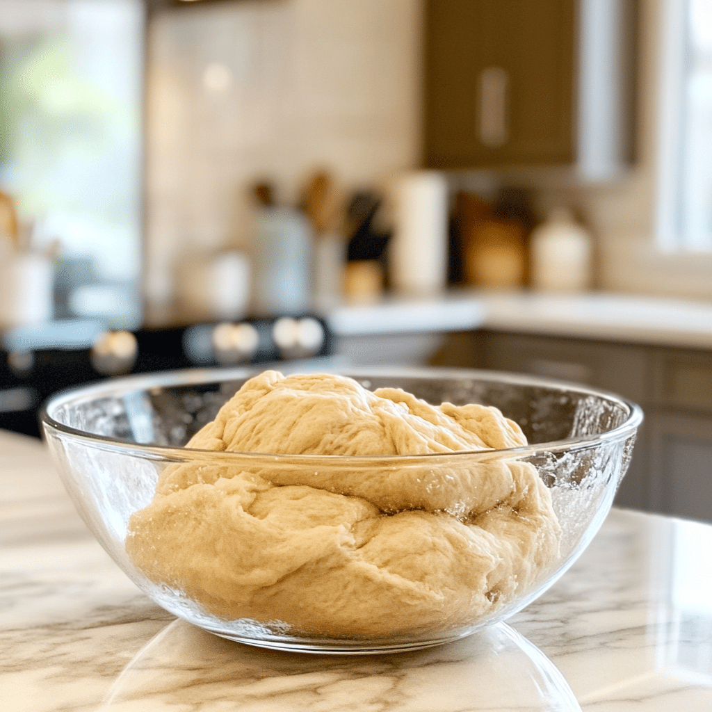 No Starter Sourdough Recipe That Actually Works (And Tastes Amazing) 9 Fermented no starter sourdough dough in a bowl