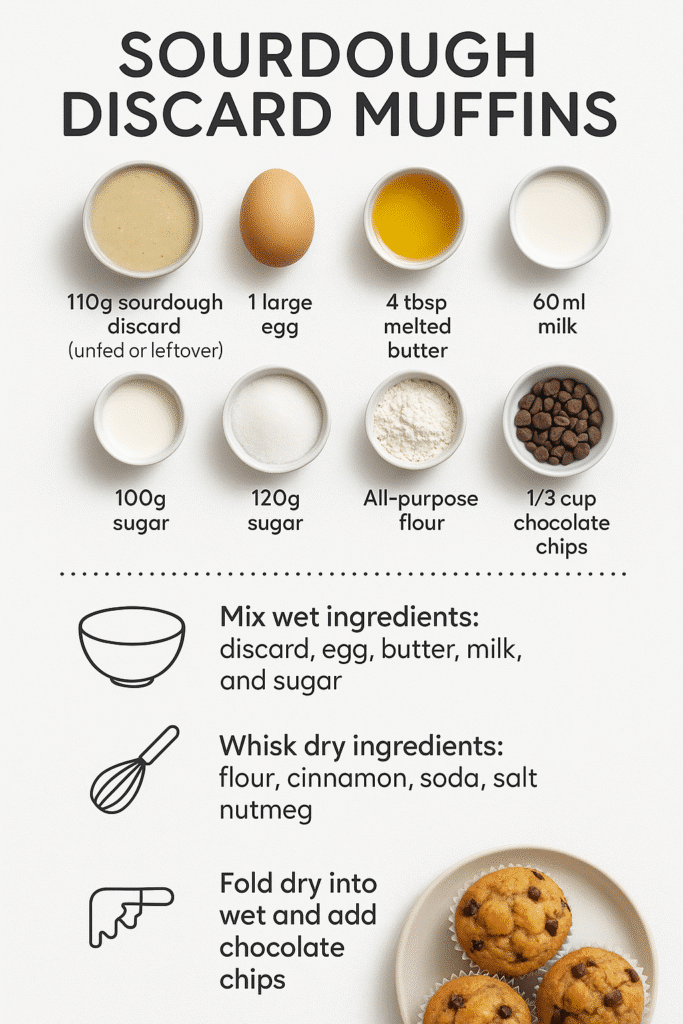 Sourdough Starter Discard Recipes Muffins That Actually Stay Moist 6 ingredients for sourdough starter discard muffins