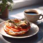 Rosemary Bagels Recipe: Sourdough Discard with Big Flavor 11 Rosemary bagel served with cream cheese